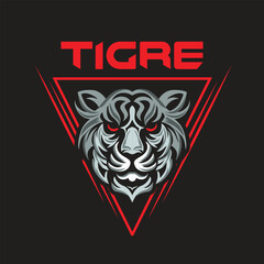 Tiger Head Logo Vector Illustration on black background