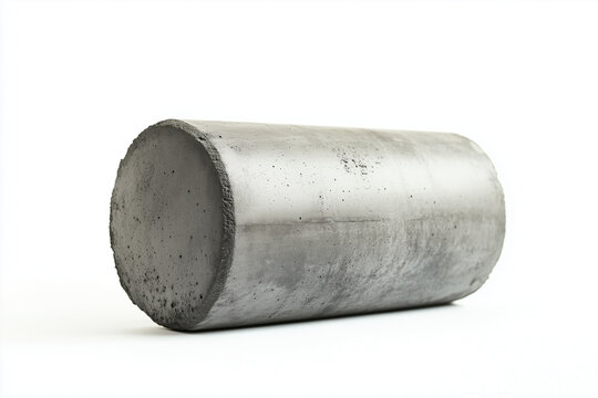 Concrete cylinder isolated on white background, Tube shape cement brick on white background, Concrete testing cylinder for road making.