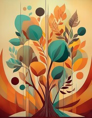 wallpaper illustration of abstract organic shapes in earthy color tones