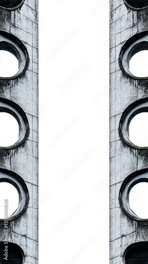 Aufkleber abstract metallic texture with vertical, symmetrical patterns of oval holes against a white backgrou