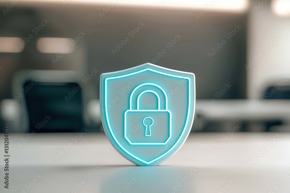 Aufkleber endpoint cyber security defense. digital shield icon with a lock, symbolizing cybersecurity and data