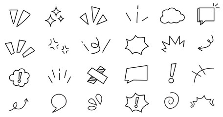 Hand draw effect cartoon icons set editable stroke 
