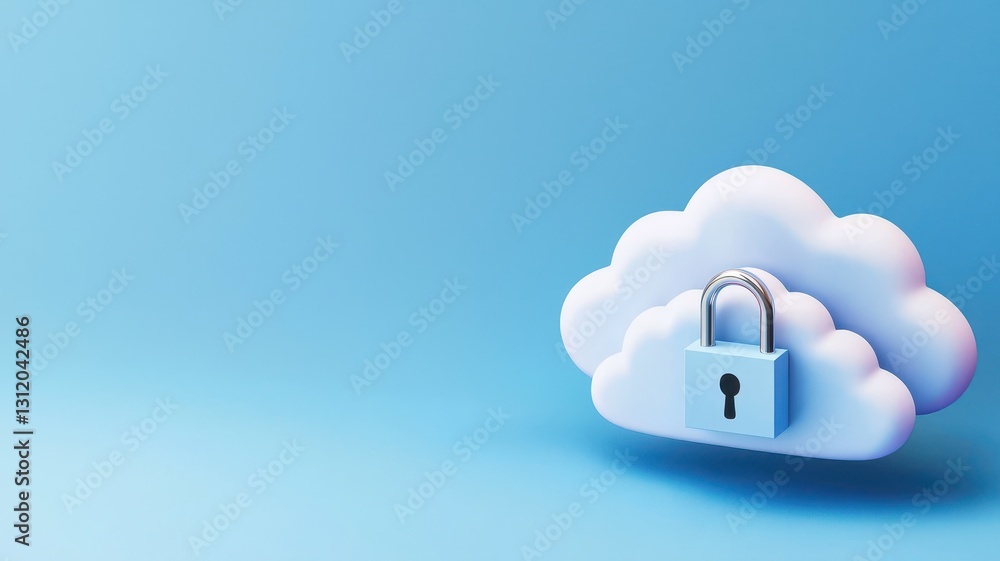 Poster endpoint cyber security defense. digital cloud with a padlock symbolizing online security and data p