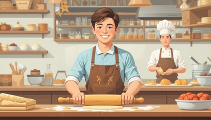 Baking workshop bakery cooking class indoor close-up culinary skills