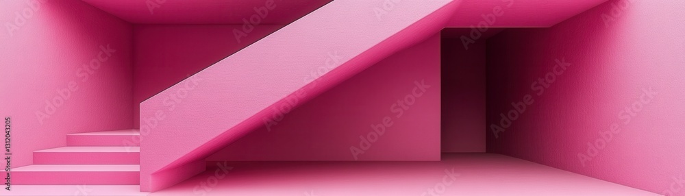Poster abstract pink textured staircase in a modern interior setting. soft lighting creates a calm atmosphe