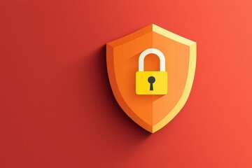 Endpoint cyber security defense. Vibrant shield icon featuring a padlock symbolizing security and protection.