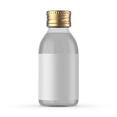 Blank Medical Glass Bottle With Aluminum Cap 3d Illustration.