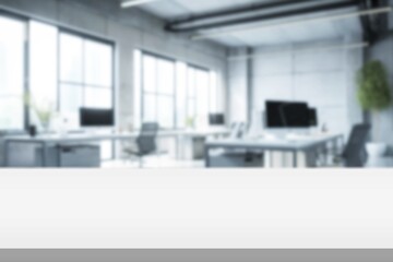 Blanks wooden table top with office background