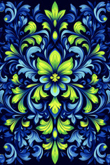 Electric blue and neon green abstract pattern full of energy and modern style