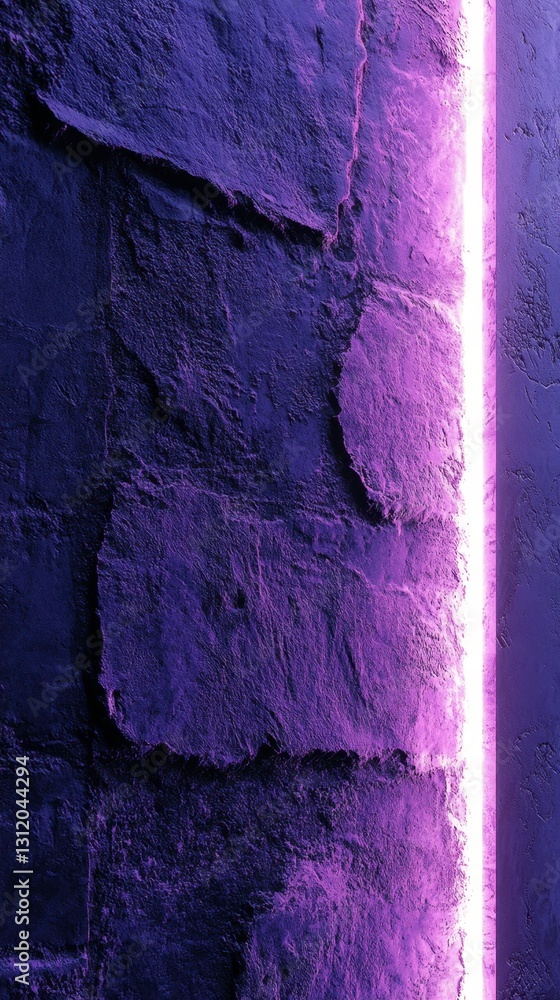 Poster abstract purple textured background with a bright vertical line of light. the texture is rough and u