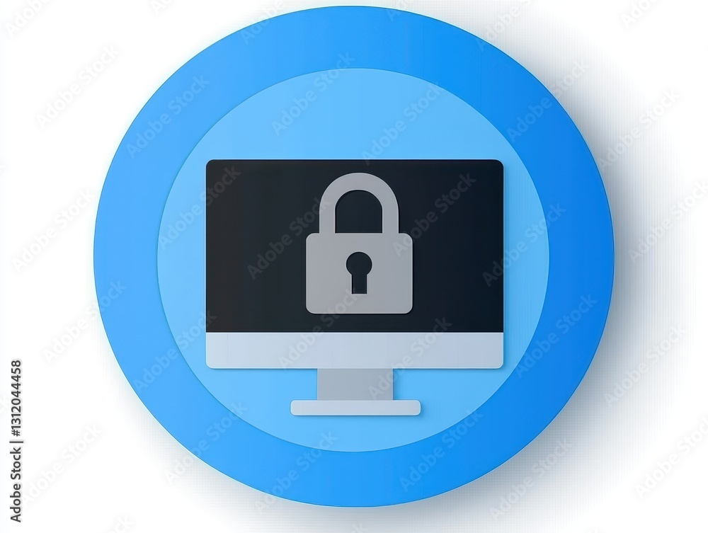 Poster endpoint cyber security defense. digital lock on a computer screen, symbolizing cybersecurity and da