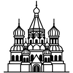 moscow cathedral line art isolated on white background 
