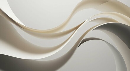 Abstract Beige and White Swirling Curves Elegant Minimalist Background Design