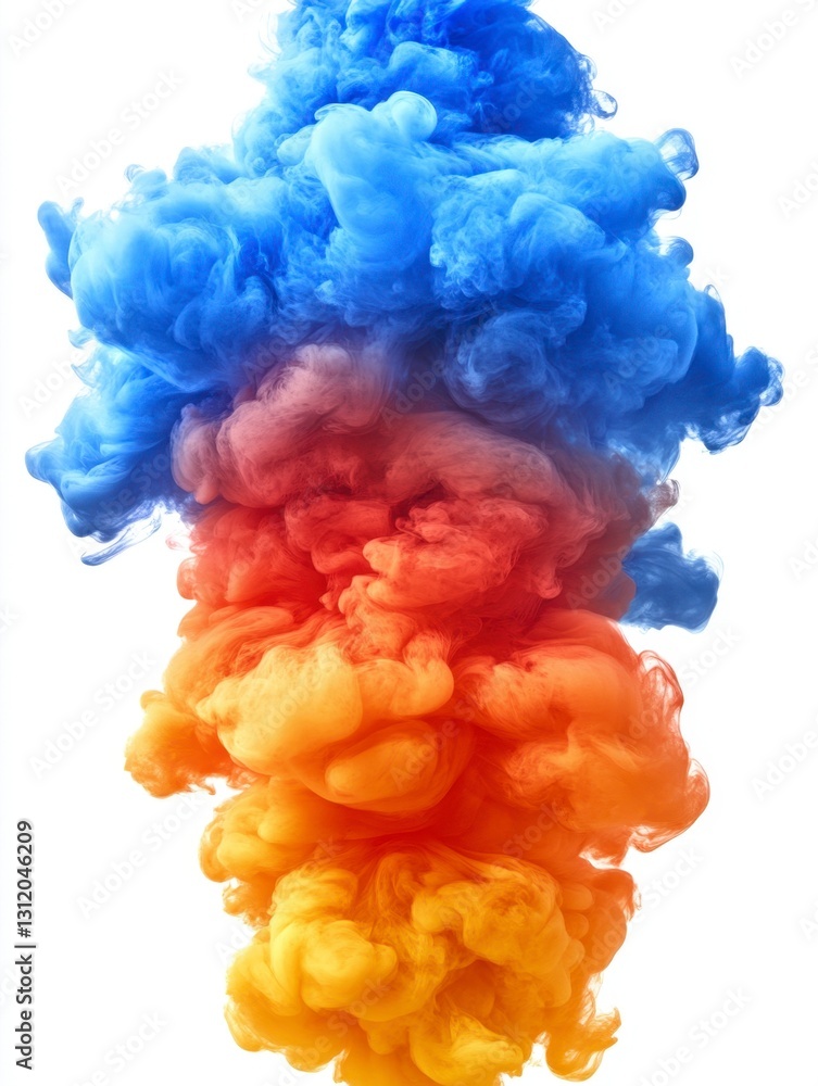 Aufkleber abstract image of vibrant blue, orange, and red ink swirling in water against a white background. th