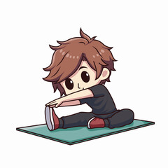 chibi character doing stretching movements