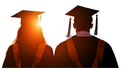 Graduates Celebrate Success, Isolated on White