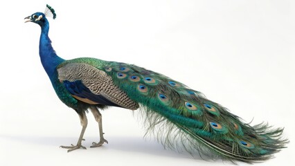 Obraz premium a peacock displaying its iridescent feathers, showcasing its beauty and elegance