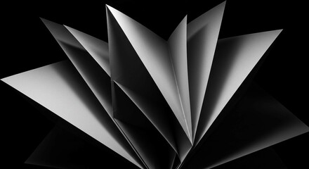 Obraz premium Abstract Black and White Paper Fan Fold Design Geometric Shapes Sharp Angles Light and Shadow