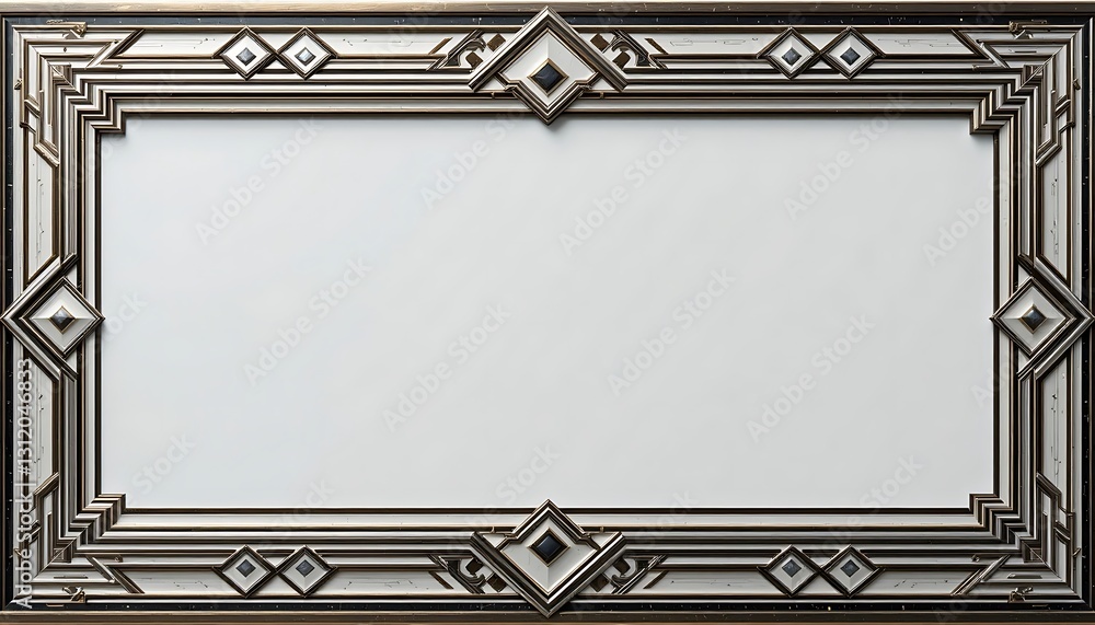 Poster art deco style mirror frame with geometric design and empty space