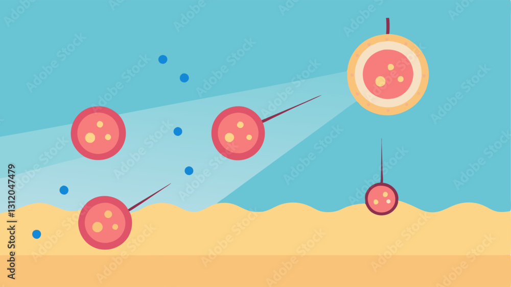 Poster targeted delivery an image depicting nanoparticles traveling to specific areas of the skin where tig
