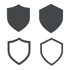 Four Shield Icon Designs Varied in Color and Style