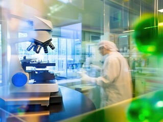 Exploring the intricate world of science with advanced microscopy in a modern laboratory setting. Generative AI