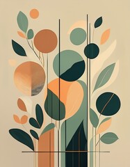 wallpaper illustration of abstract organic shapes in earthy color tones