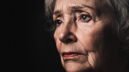Close-up portrait of a pensive senior woman
