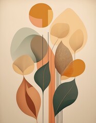 wallpaper illustration of abstract organic shapes in earthy color tones