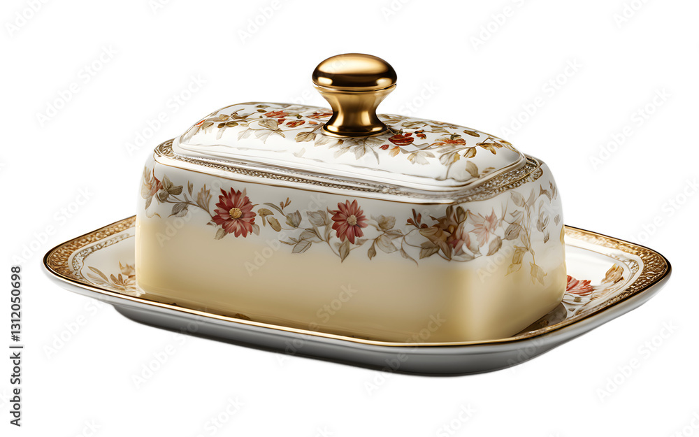 Poster A butter dish for storing butter, isolated on a empty plain background