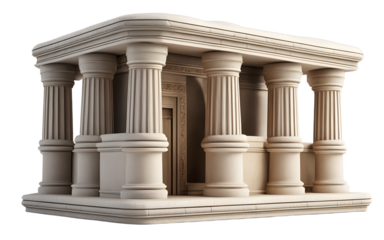 A classic stone ark with a rounded top, isolated on a empty plain background
