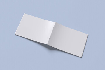 Landscape Brochure or Magazine with blue background color for mockup template