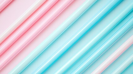Fototapeta premium A clean flat lay of branded compostable straws styled in neat rows on a pastel background. pic