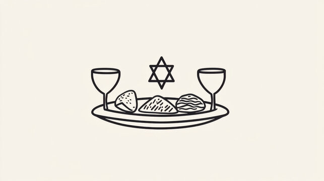 passover seder plate black line art clip art preview