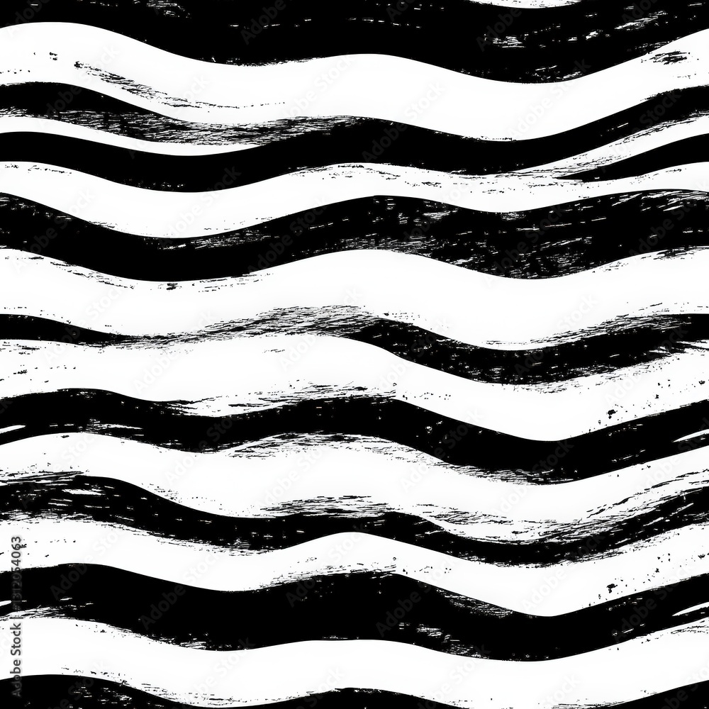 Poster seamless striking black and white wavy pattern with fluid lines creating a dynamic and contemporary 