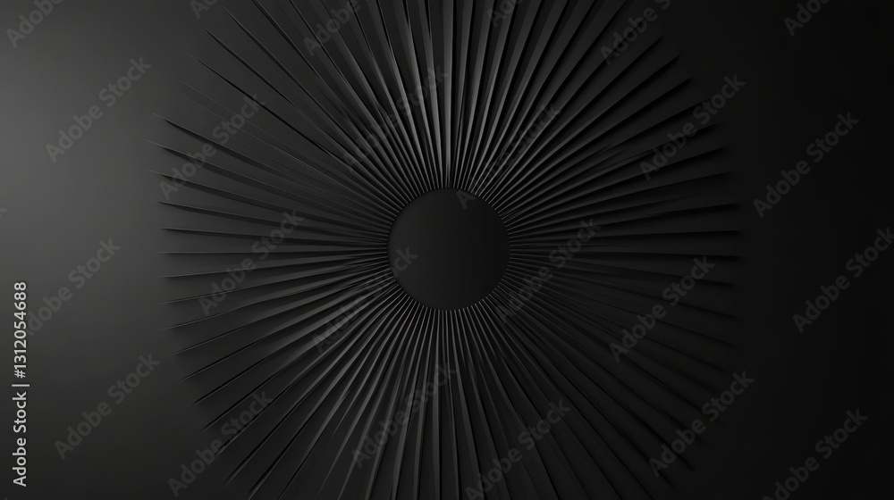 Poster monochromatic abstract of converging geometric patterns radiating from center