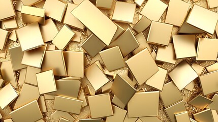Gleaming Gold Rectangles in a Shimmering Pattern Creating a Luxurious Stock Background