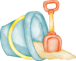 watercolor sand bucket © Je