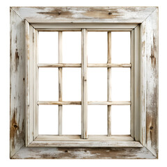 Obraz premium Rustic white wooden window isolated on transparent background