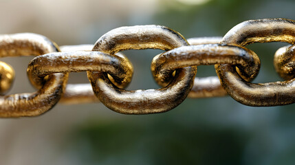 Obraz premium Close-Up of a Gold Metal Chain Links