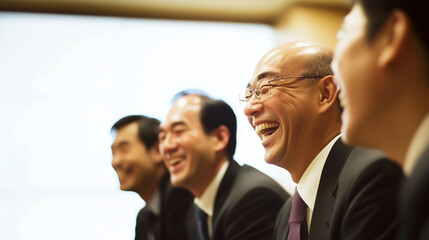 年配の社員がチームを組んで人脈を活かして営業をしているイメージ