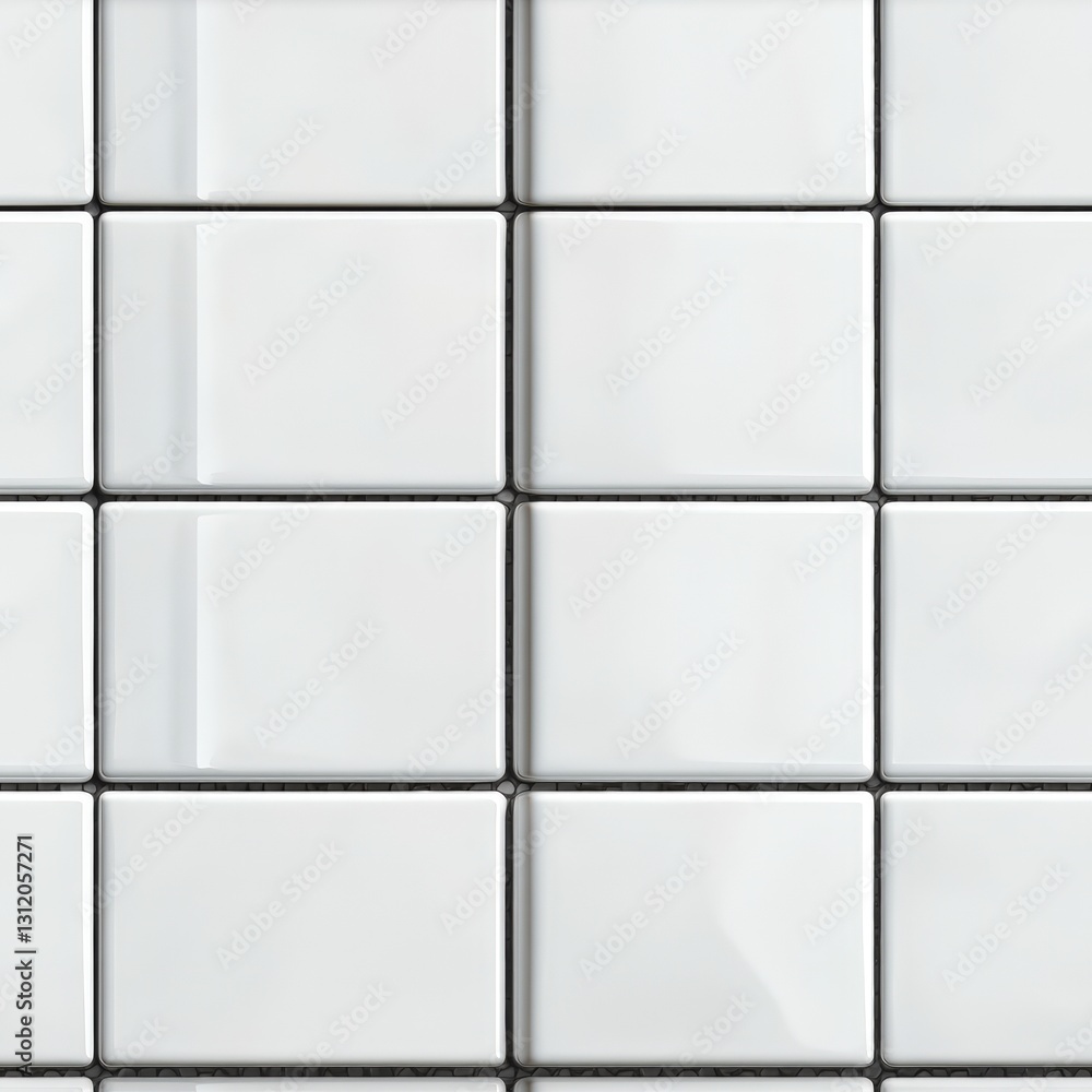 Poster seamless a pristine white tile wall featuring a smooth surface ideal for creating a bright and invit