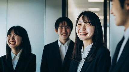 新入社員が集まってこれから研修を受けようというイメージ