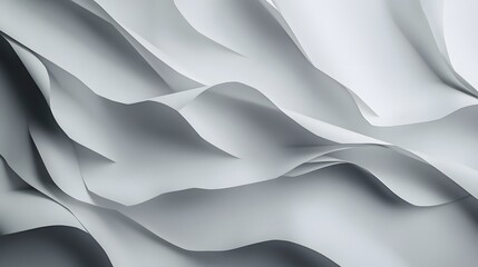 Obraz premium Abstract White Waves of Paper with Soft Shadows and Curves for Minimalist Background Design
