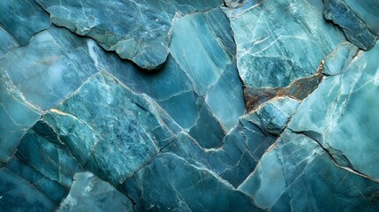 Abstract teal mineral formation with fractured textures and patterns