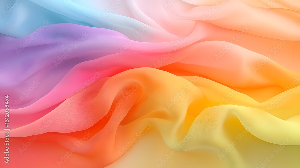 Poster soft colorful fabric texture with fluid movement and elegant flow