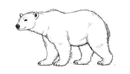 Detailed Sketch of a Polar Bear in Profile
