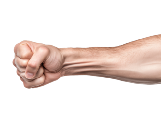 Fist clenched in determination, representing strength and resilience during a challenging moment