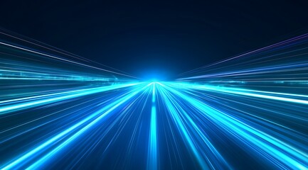 Abstract blue light streaks, motion blur, futuristic speed concept