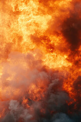 Intense fiery explosion with thick smoke and bright flames
